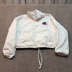 White Cropped Jacket with Logo 1665